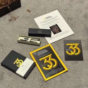 National Geographic 33 magazine promo Parker fountain pen, journal, etc.